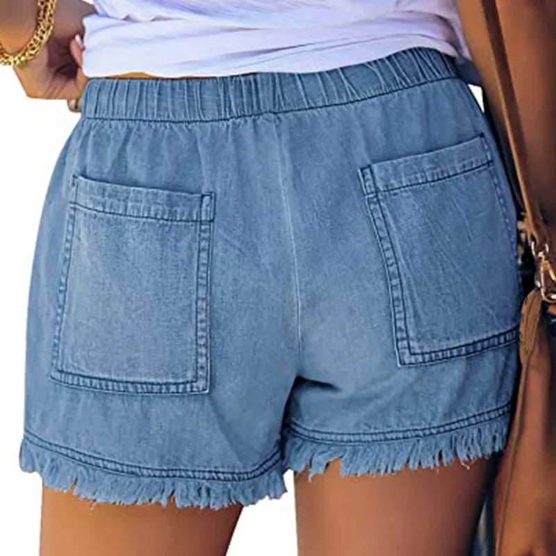 Washed Denim Shorts