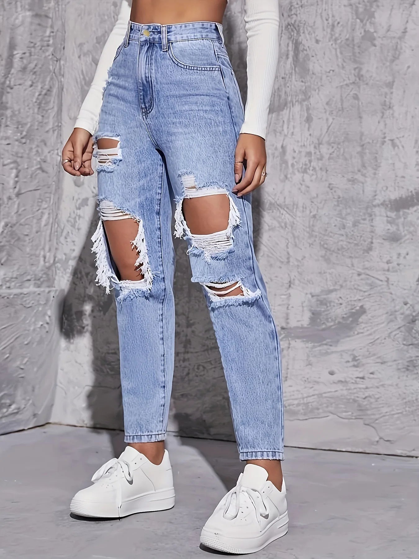 High Waiste Straight Leg Jeans