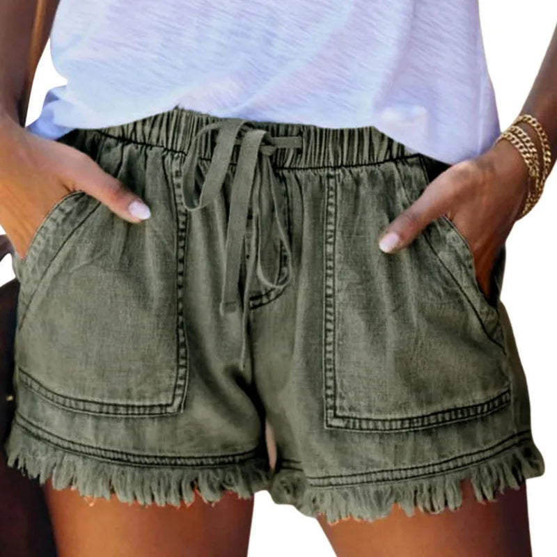 Washed Denim Shorts