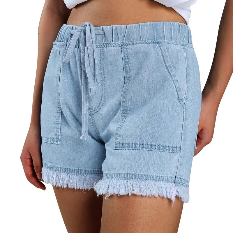 Washed Denim Shorts
