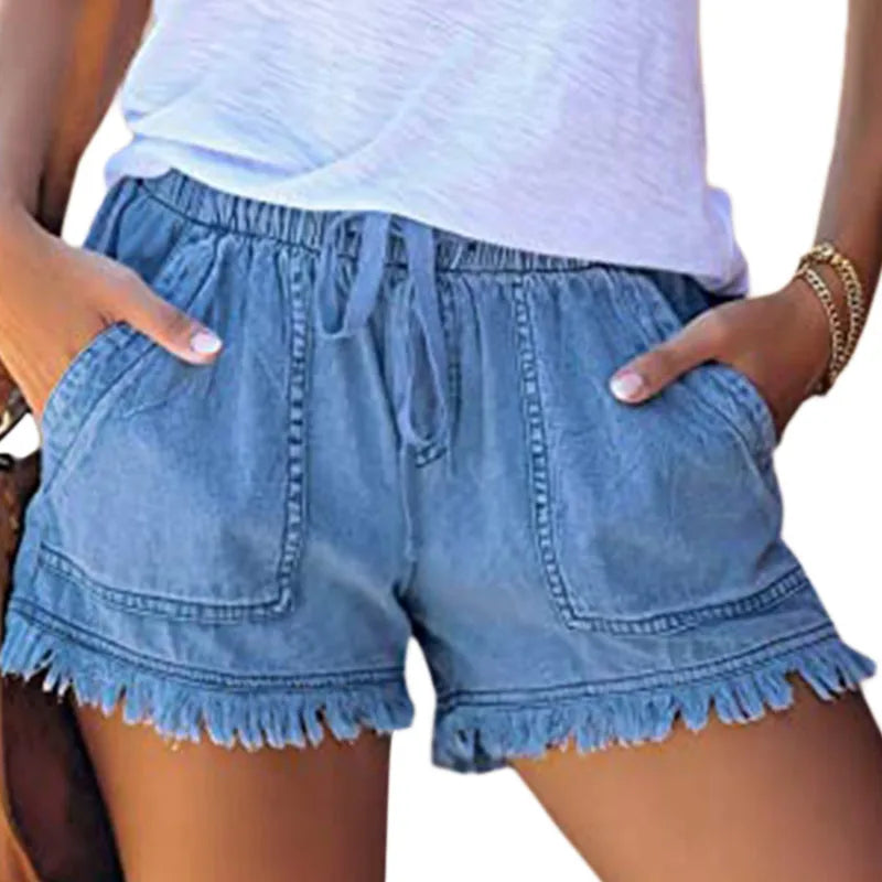 Washed Denim Shorts