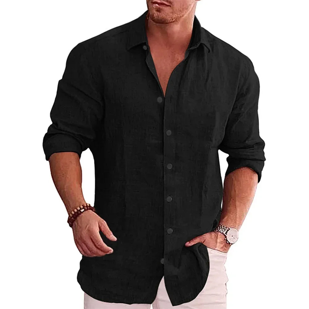 Cotton Linen  Long Sleeve Shirt