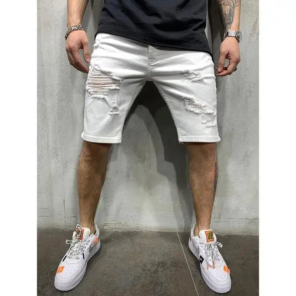 Ripped tassel denim shorts
