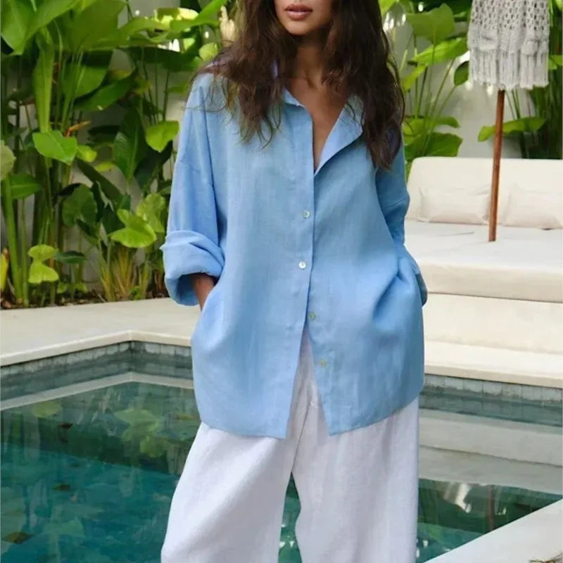Linen Shirt Long Sleeve Elegant