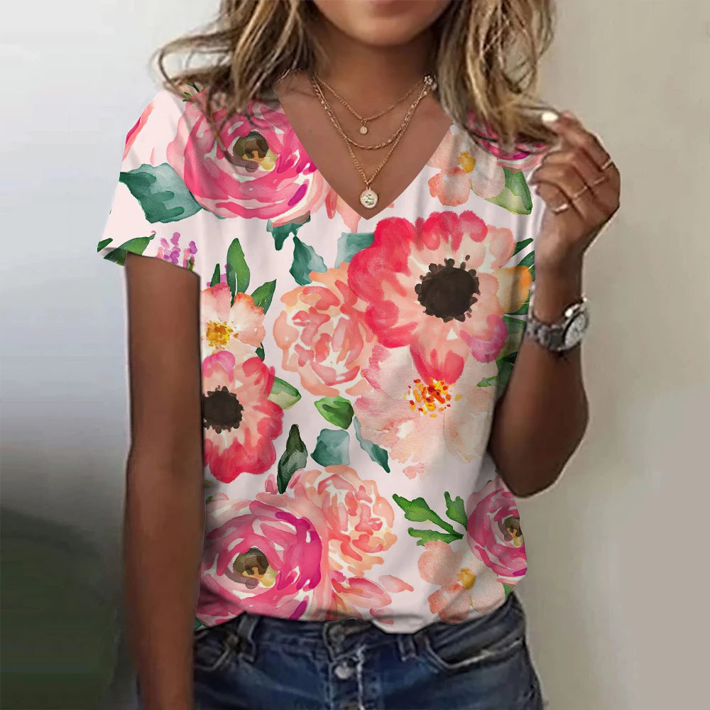T-Shirt Summer Flower Floral 3D Print