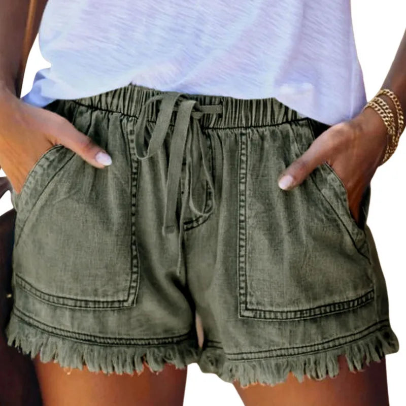 Washed Denim Shorts