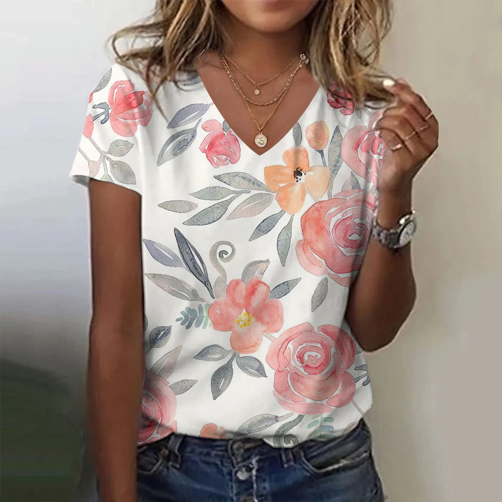 T-Shirt Summer Flower Floral 3D Print