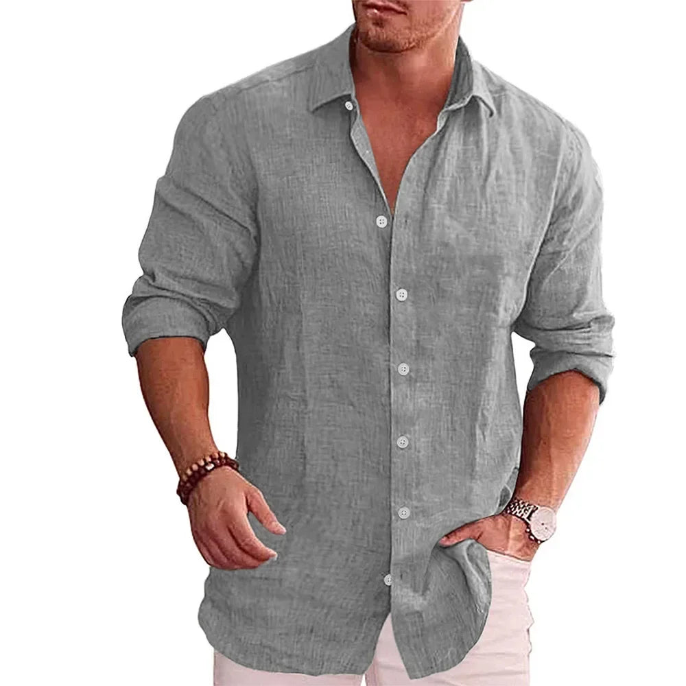 Cotton Linen  Long Sleeve Shirt