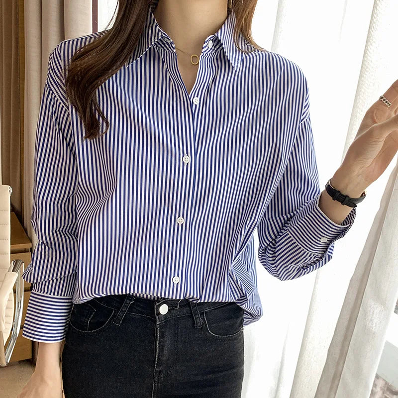 Long Sleeve Turn-down Collar Loose Shirt
