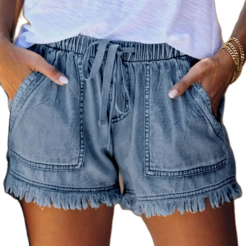 Washed Denim Shorts