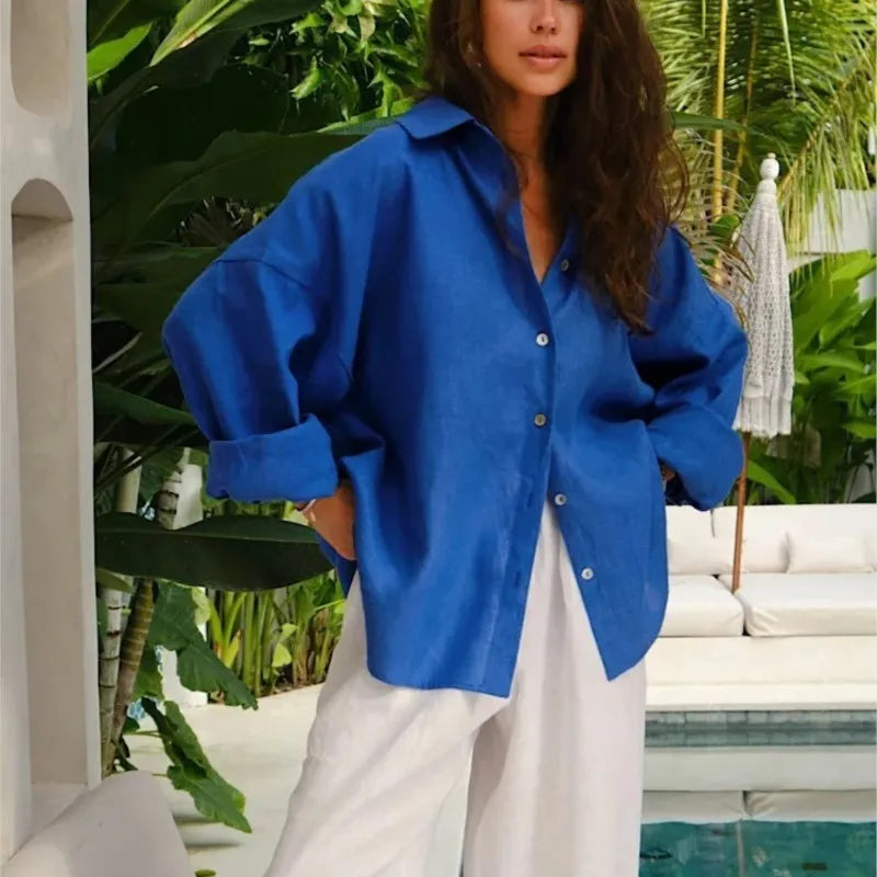 Linen Shirt Long Sleeve Elegant