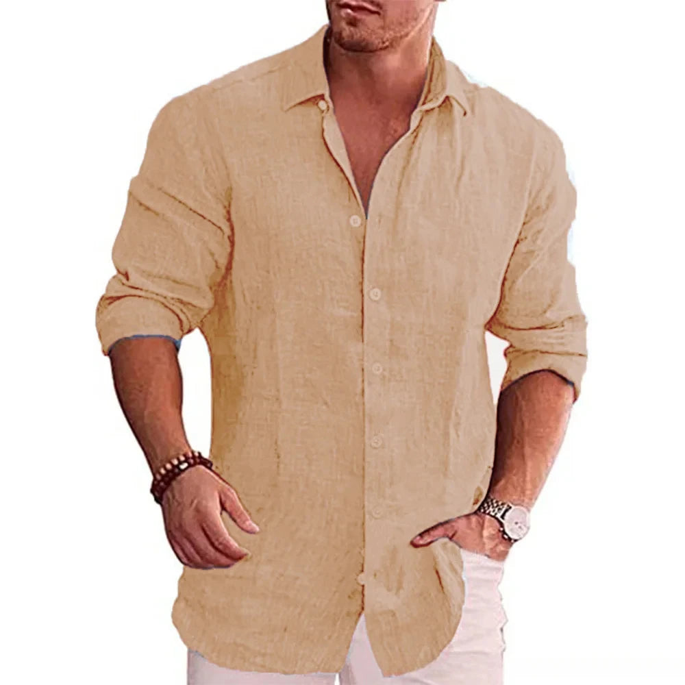Cotton Linen  Long Sleeve Shirt