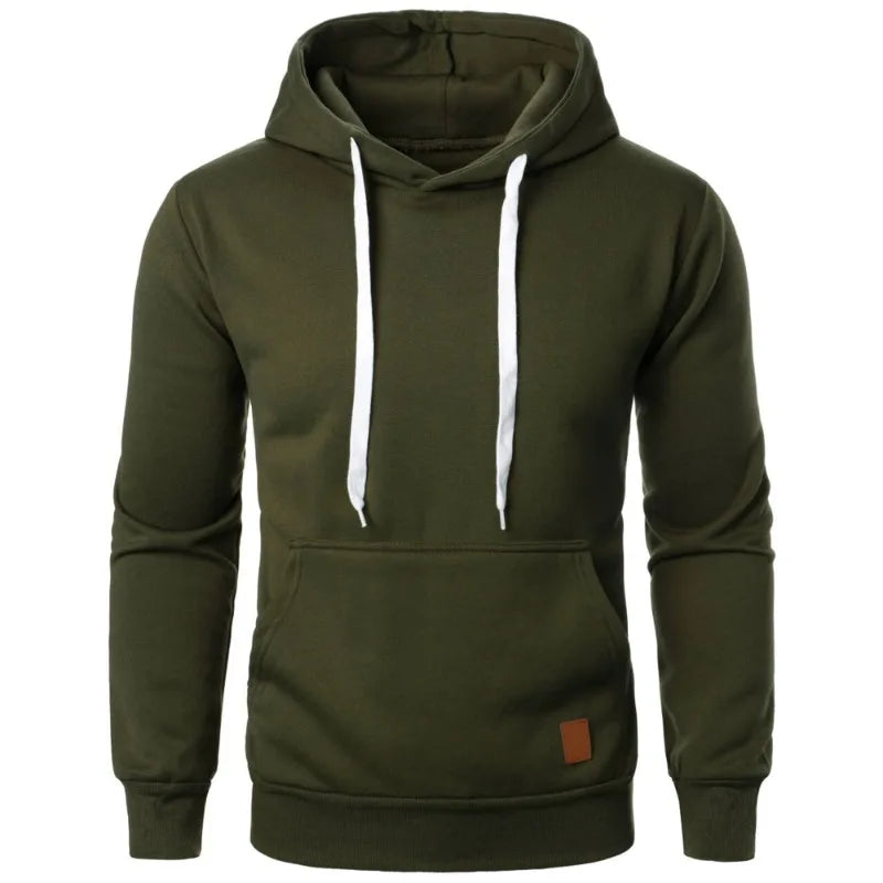 Mens Casual Hooded Collar Drawstring