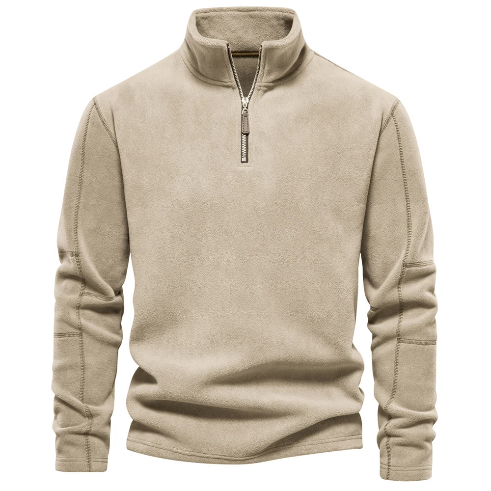 Warm Fleece Jacket for Men Zipper Neck