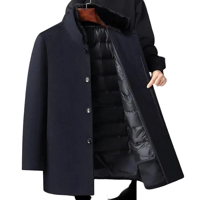 Wool Coat Thick Detachable Duck Down Liner