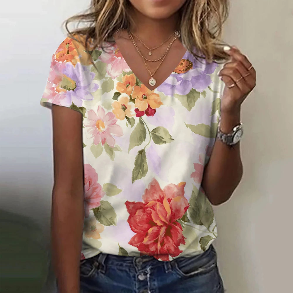 T-Shirt Summer Flower Floral 3D Print