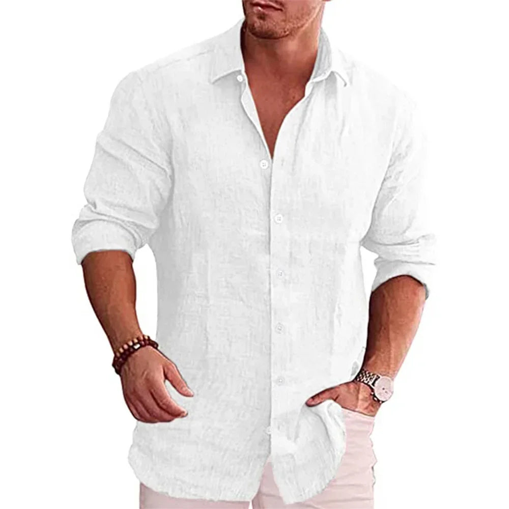 Cotton Linen  Long Sleeve Shirt