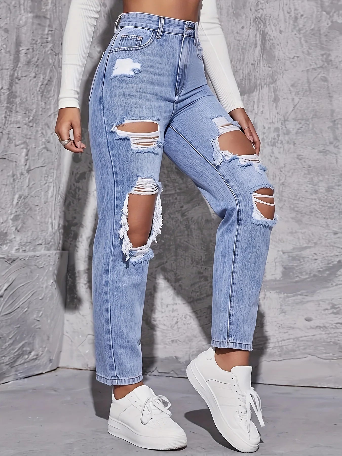 High Waiste Straight Leg Jeans