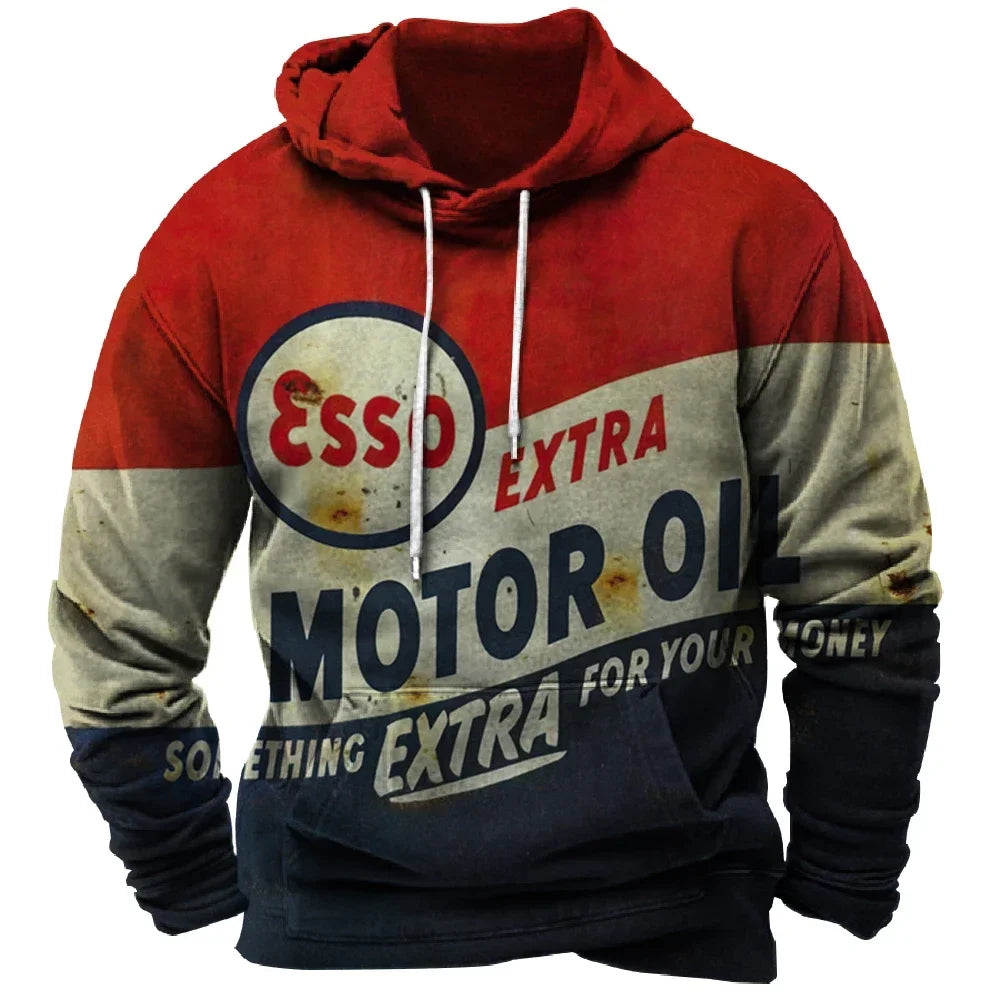 Vintage Hoodie  Racing Print Motor oil
