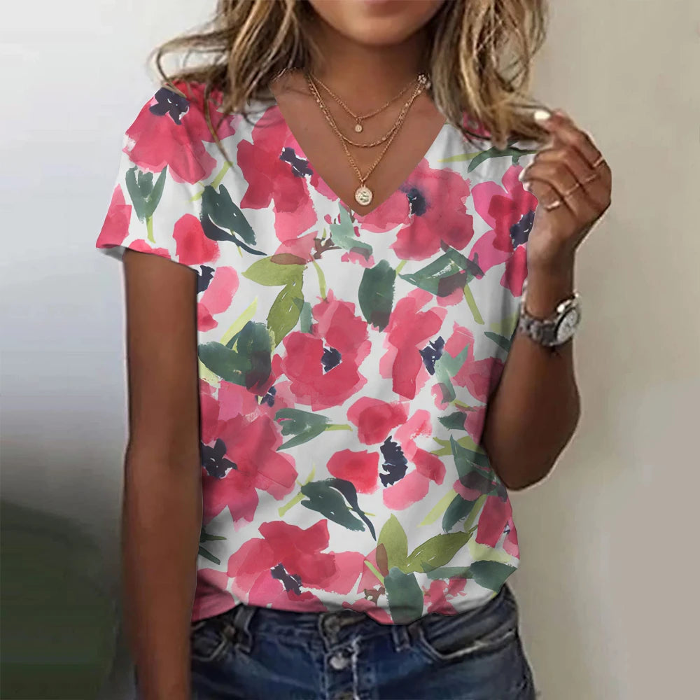 T-Shirt Summer Flower Floral 3D Print