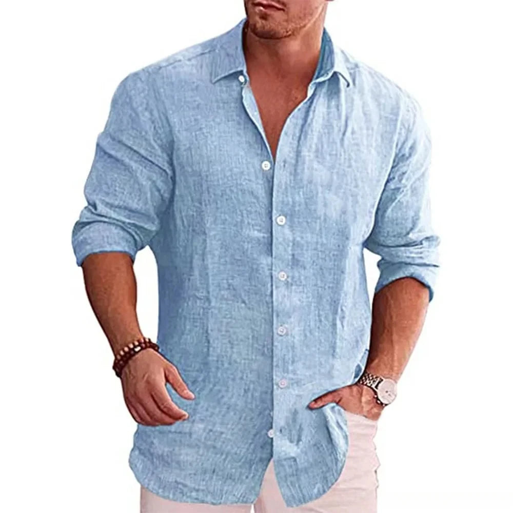 Cotton Linen  Long Sleeve Shirt