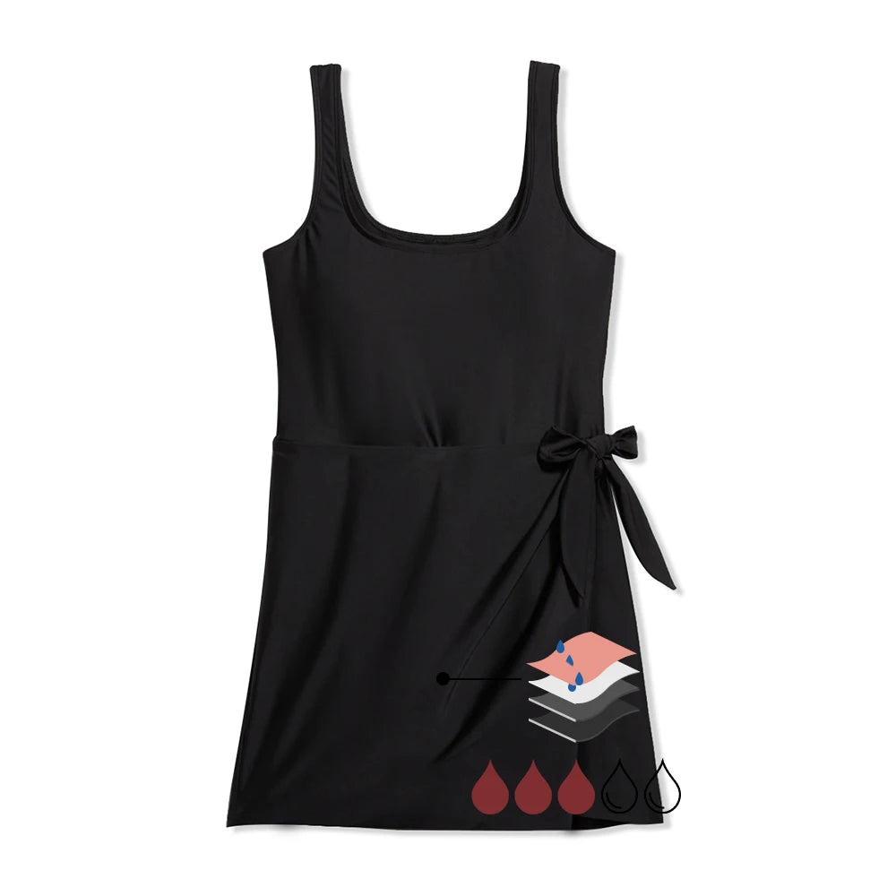 Menstrual Swimsuit Dress for Pool Girl Solid Strapped Period