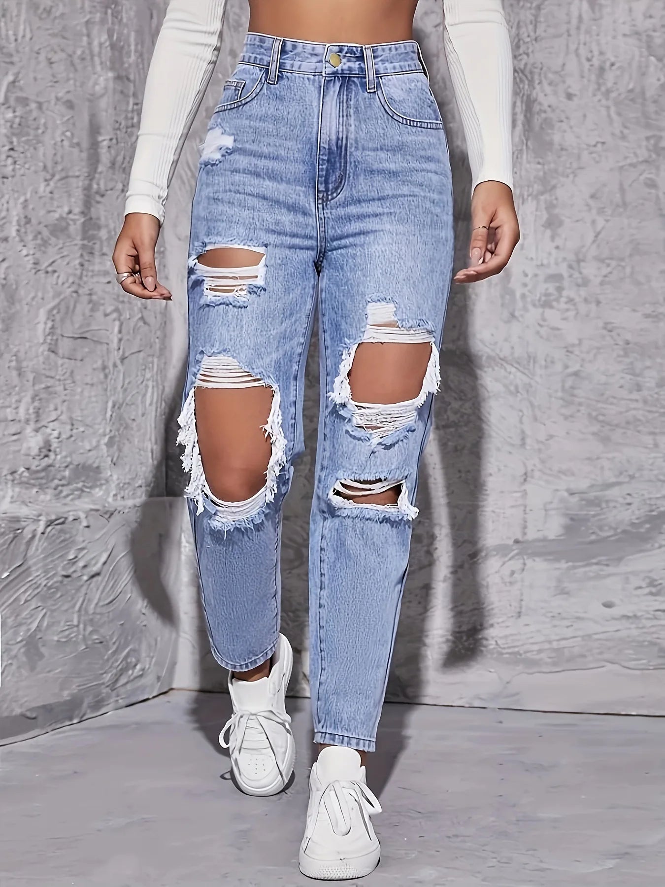 High Waiste Straight Leg Jeans
