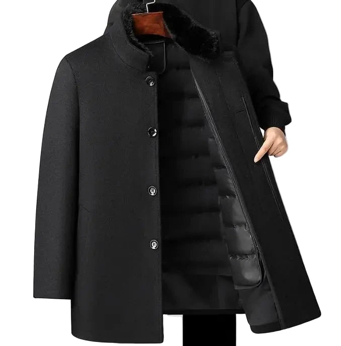 Wool Coat Thick Detachable Duck Down Liner