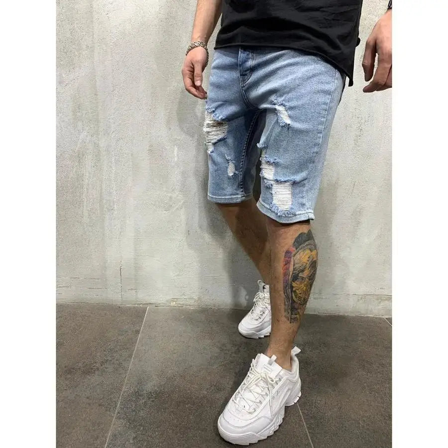 Ripped tassel denim shorts