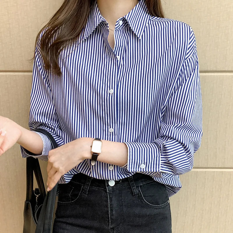 Long Sleeve Turn-down Collar Loose Shirt