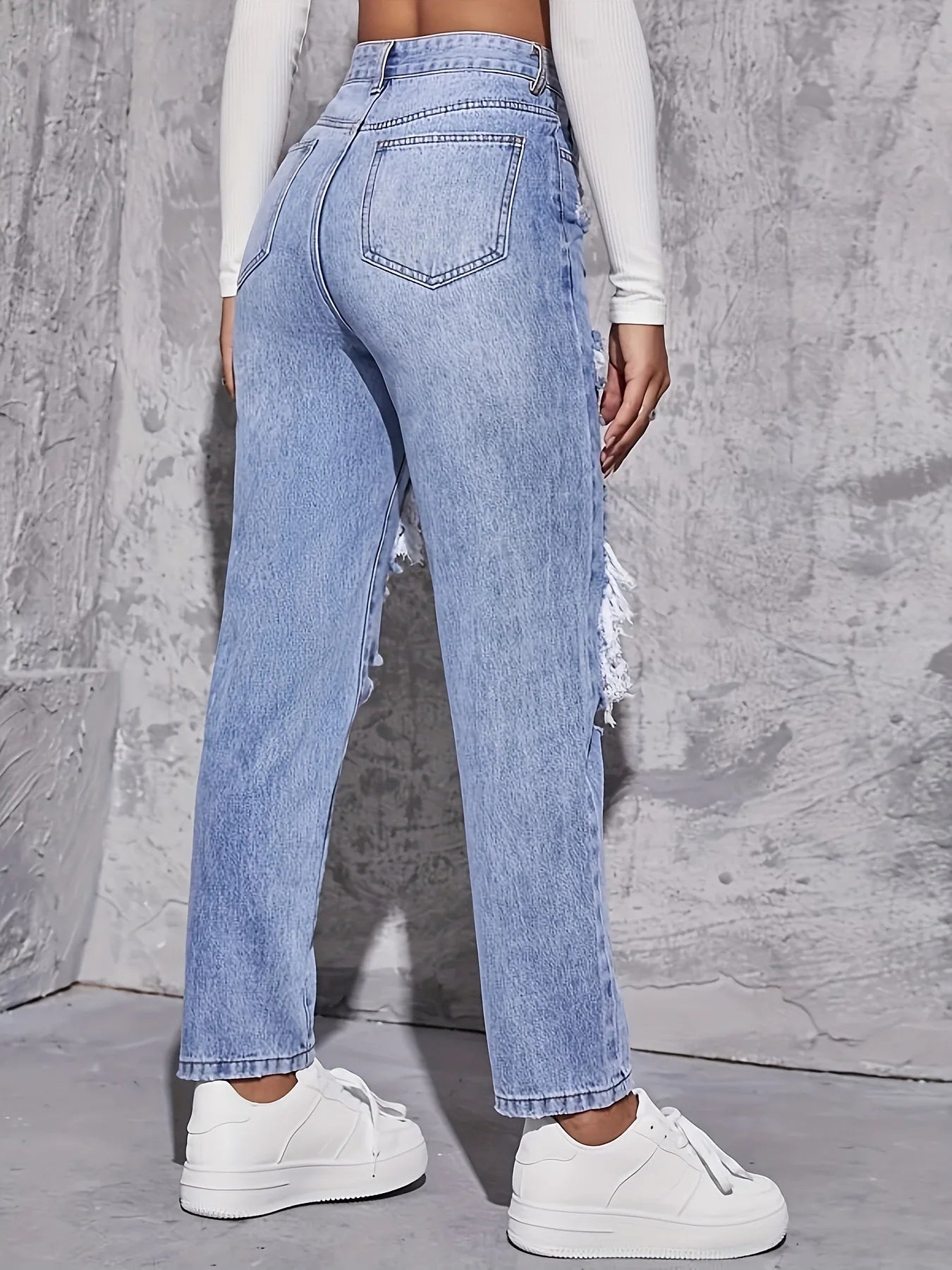 High Waiste Straight Leg Jeans
