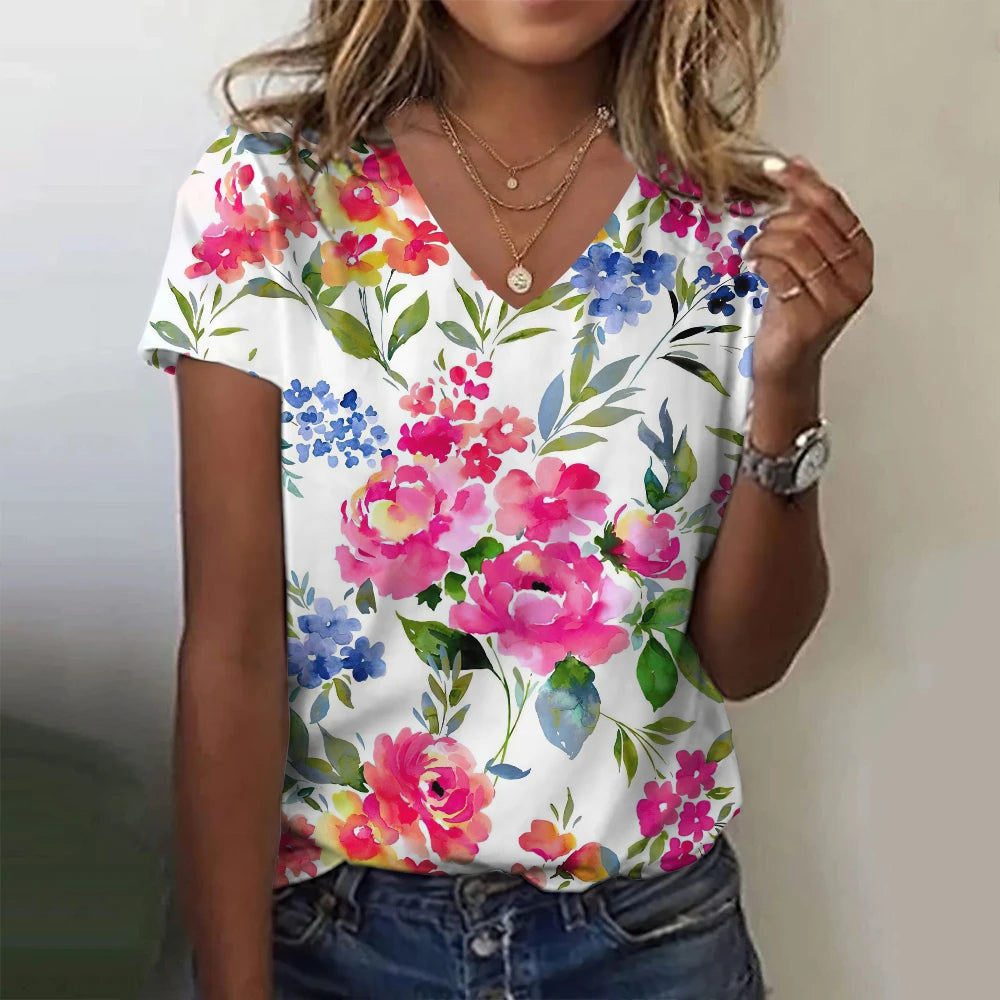 T-Shirt Summer Flower Floral 3D Print