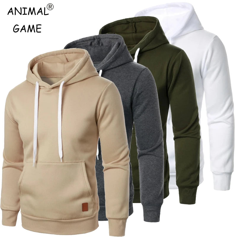 Mens Casual Hooded Collar Drawstring